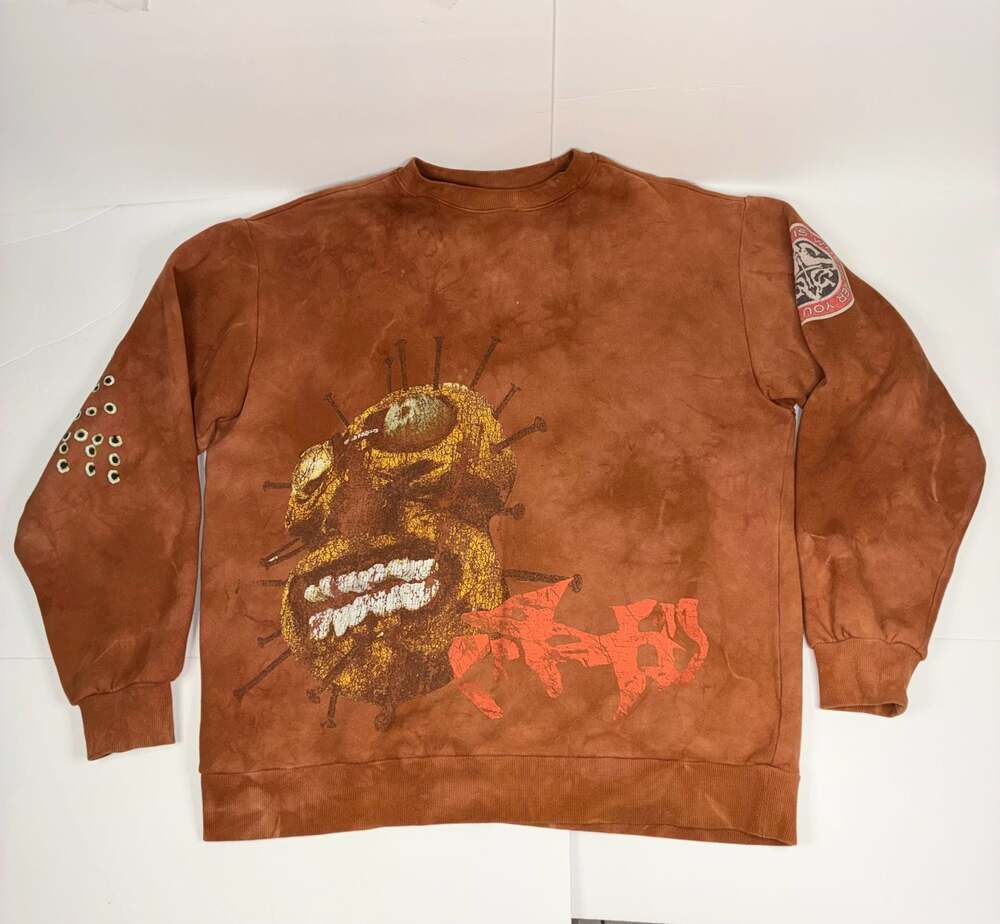 Travis Scott Utopia Circus Maximus Tour Brown Eyelet Crewneck Sweatshirt